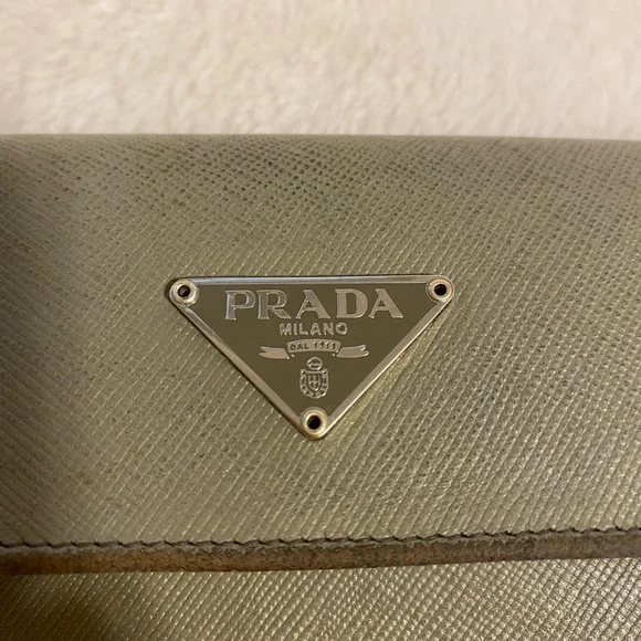 Prada Saffiano Leather Trifold Wallet - Sage - Picture 5 of 16